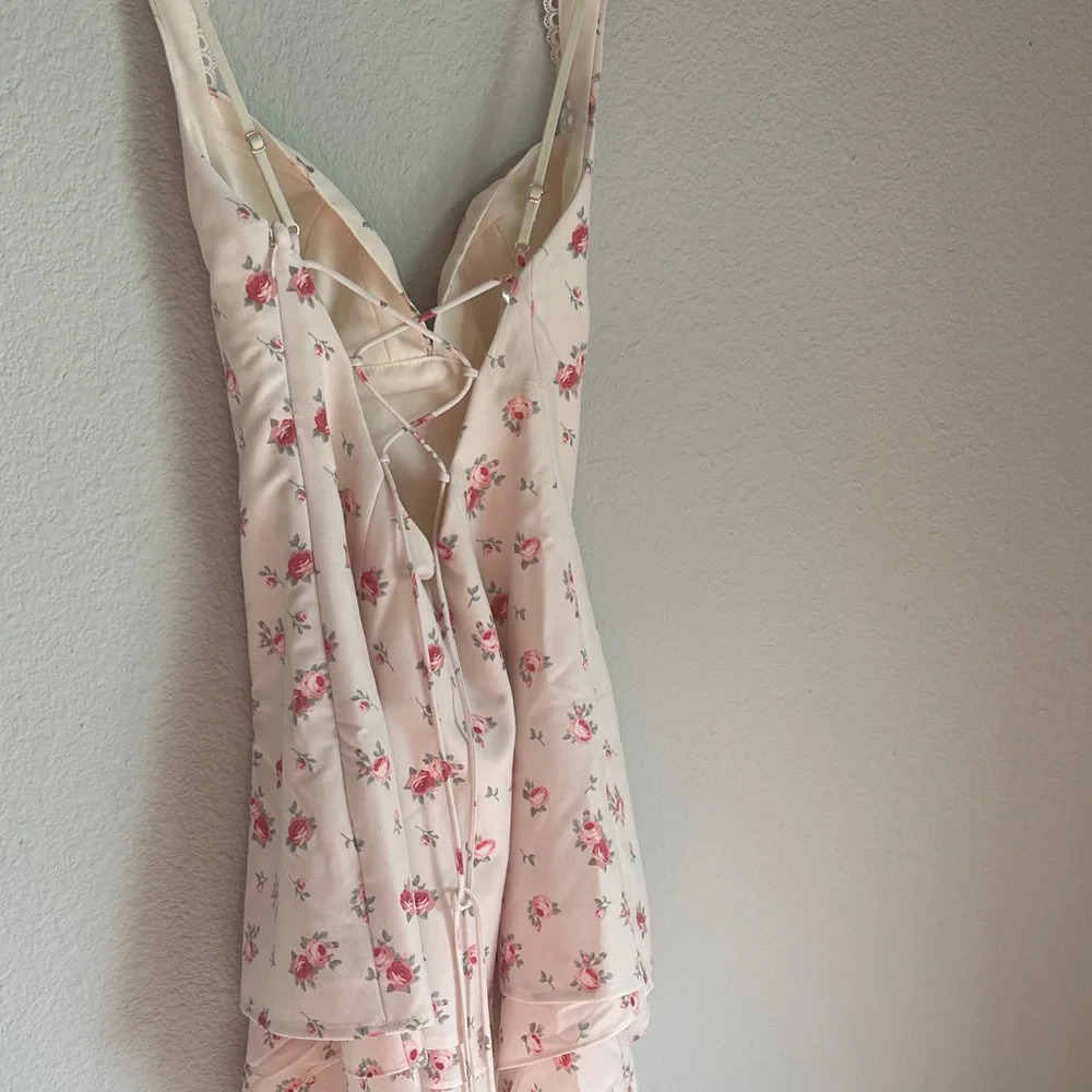 Oh Polly Floral White and Pink Mini Dress - Picture 4 of 4